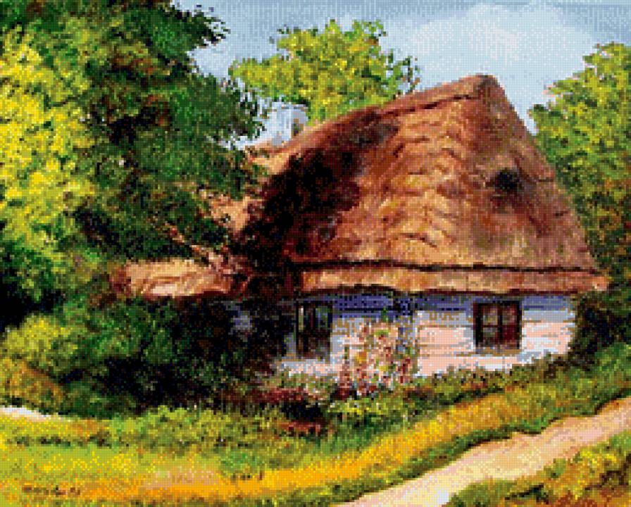 staryj domik - cwety, priroda, pejzaz, ziwopis, leto - предпросмотр