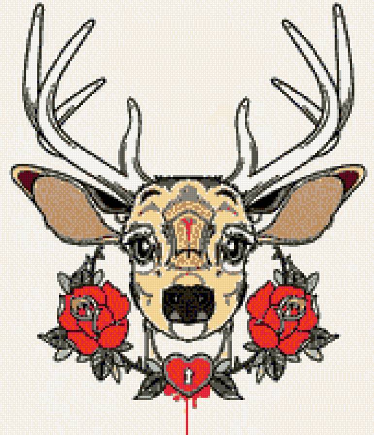 Олень - олень, тату - предпросмотр