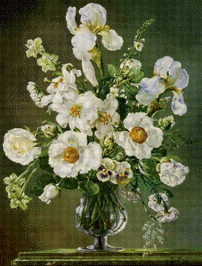 Белый букетик - цветы, натюрморт, букет, ваза - предпросмотр