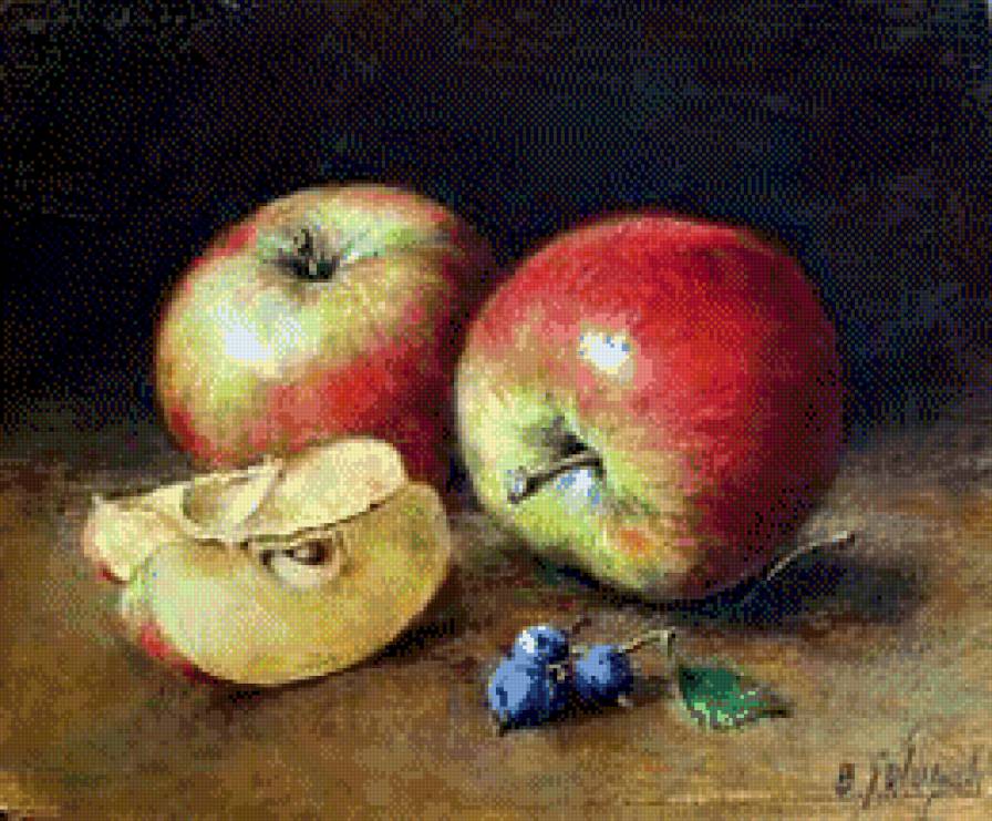 naturmort z jablokami - naturmort, ziwopis - предпросмотр