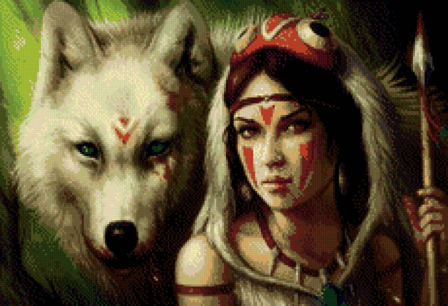 подруги2 - фантастика, девушка, волк, фэнтези - предпросмотр