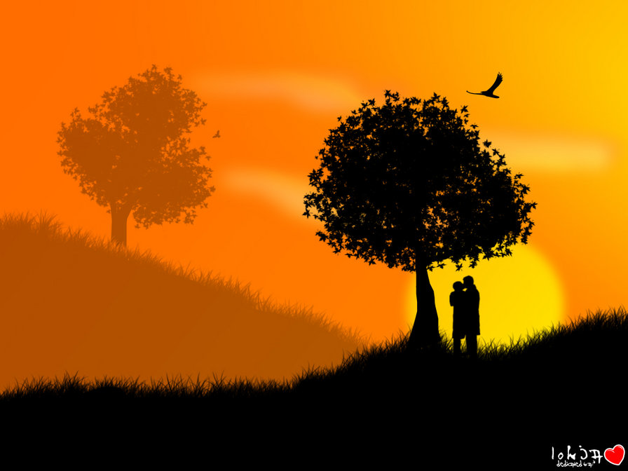 №498804 - закат, двое, вечер - оригинал