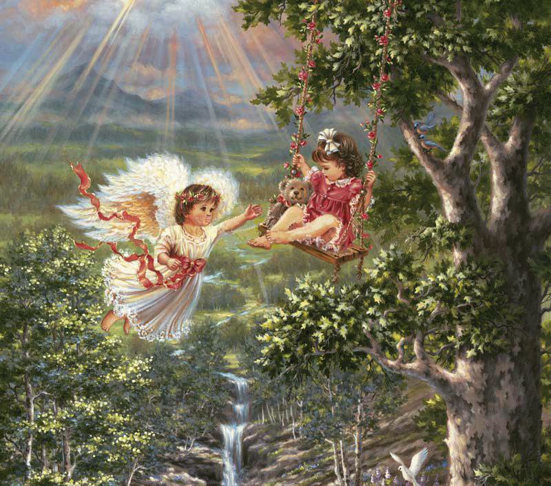 ангелы-хранители 2 - ангелы, триптих, дети - оригинал