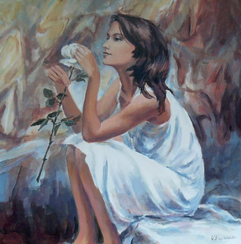 dziewczyna z kwiatem - kobieta, ziwopis - оригинал