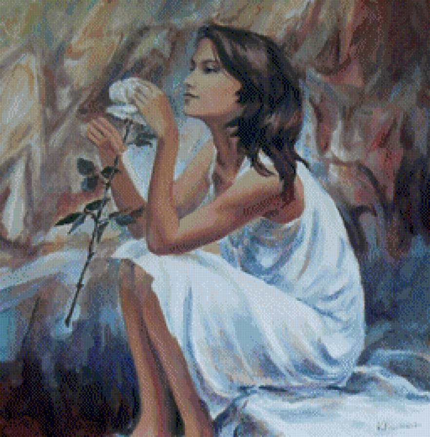 dziewczyna z kwiatem - ziwopis, kobieta - предпросмотр