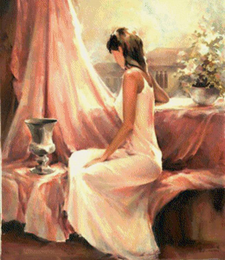 dewoczka z cwetami,ziwopis - предпросмотр