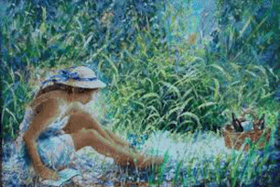 dziewczyna wsrod traw - pejzaz, leto, kobieta, cwety - предпросмотр