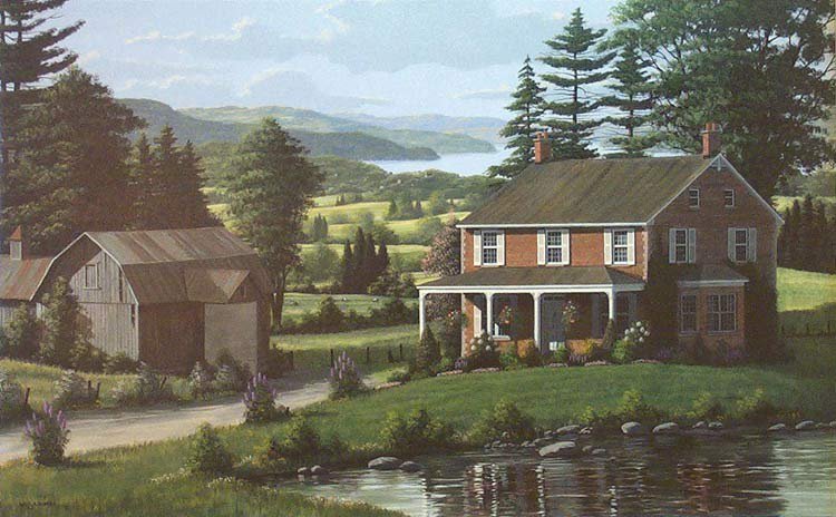 Серия "Пейзажи" - горы, домик, пейзаж, море, озеро - оригинал