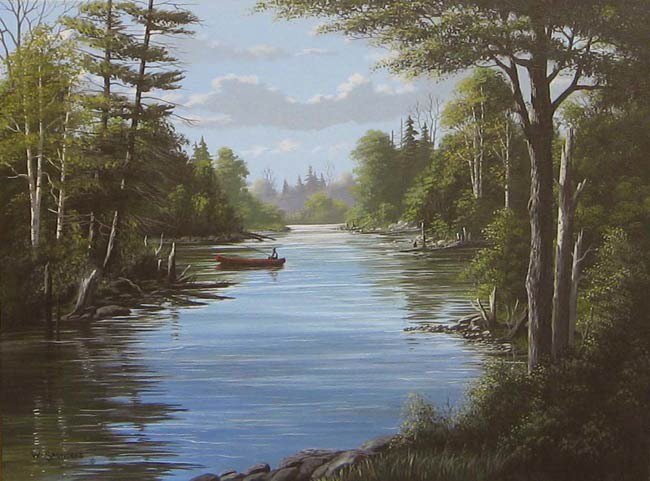 Серия "Пейзажи" - река, пейзаж, лодка - оригинал