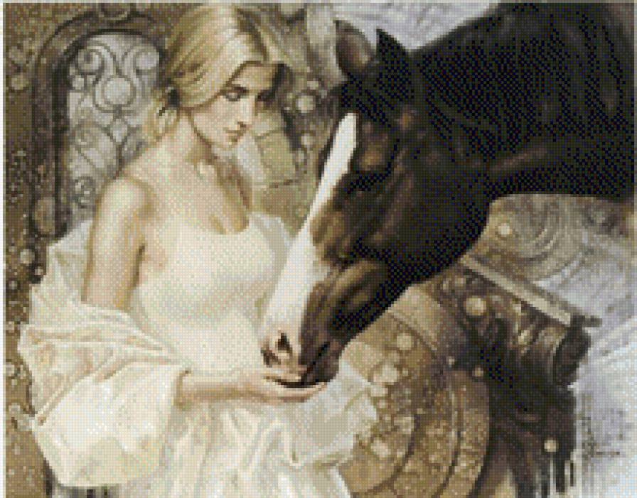 Девушка и конь - девушка и конь - предпросмотр