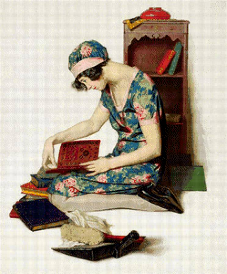 За чтением книги - девушка - предпросмотр