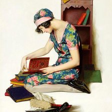 Схема вышивки «За чтением книги»