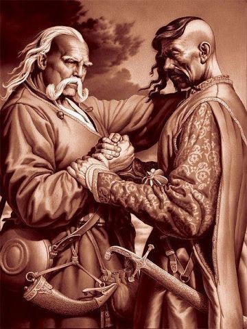 Встреча Козаков - картина, оружие, мужики, козаки, воины, люди, украинцы - оригинал