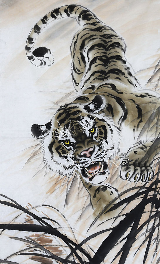 китайская живопись - хищник, тигр, восток - оригинал