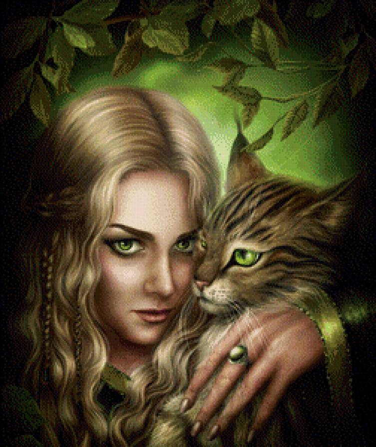 Серия "Она" - кошки, животные, девушка - предпросмотр