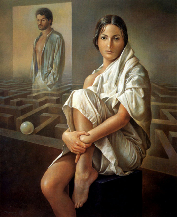 Лабиринт - фэнтези, девушка - оригинал