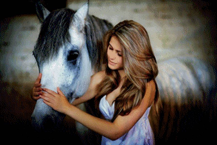 Девушка и лошадь - предпросмотр