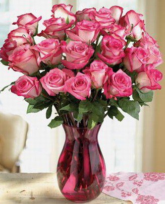 Розы розовые в вазе - оригинал