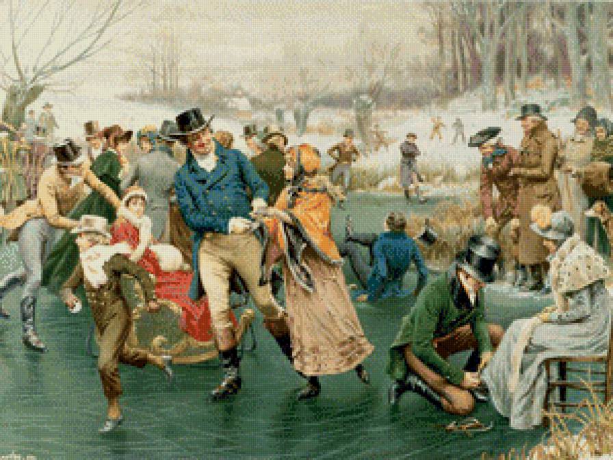 Катание - люди, ретро, коньки, веселье - предпросмотр