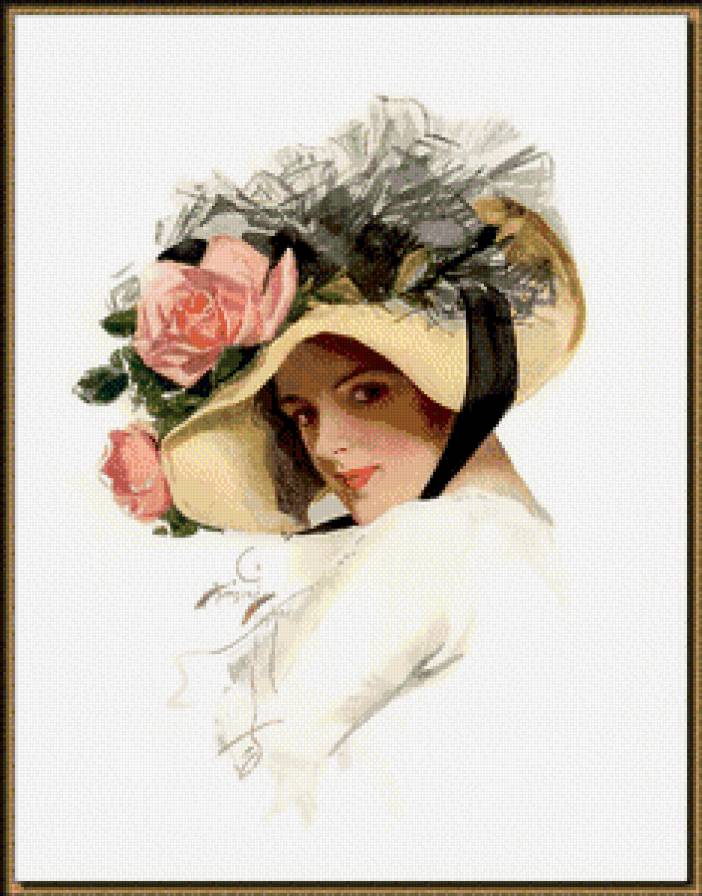 Дама - ретро, открытка, девушка - предпросмотр