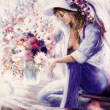 Схема вышивки «Девушка с цветами»