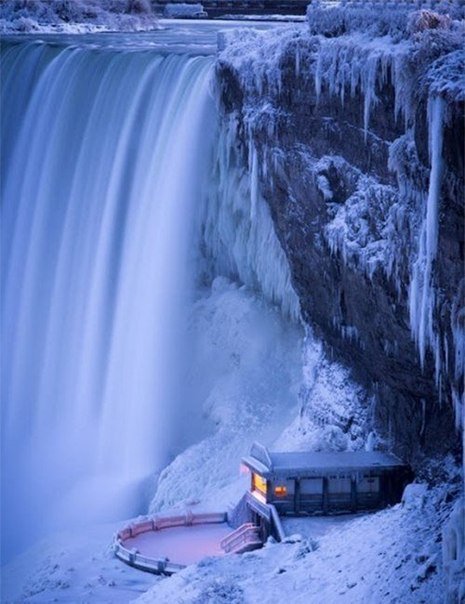 Зимний водопад - зима, водопад, снег - оригинал