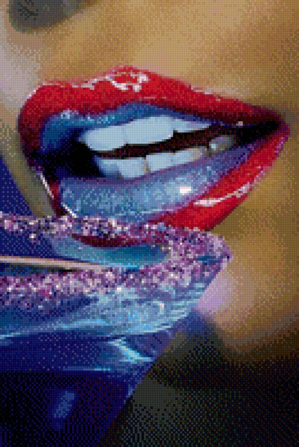 губки - блеск, бокал, губы - предпросмотр