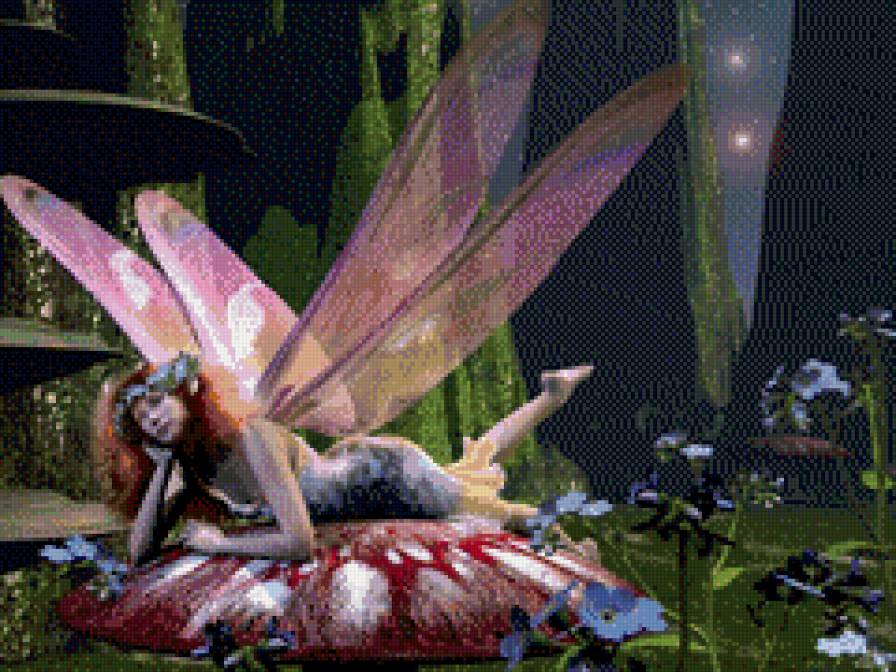 фентези-фея - красота, фея, бабочки, девушка, фентези - предпросмотр