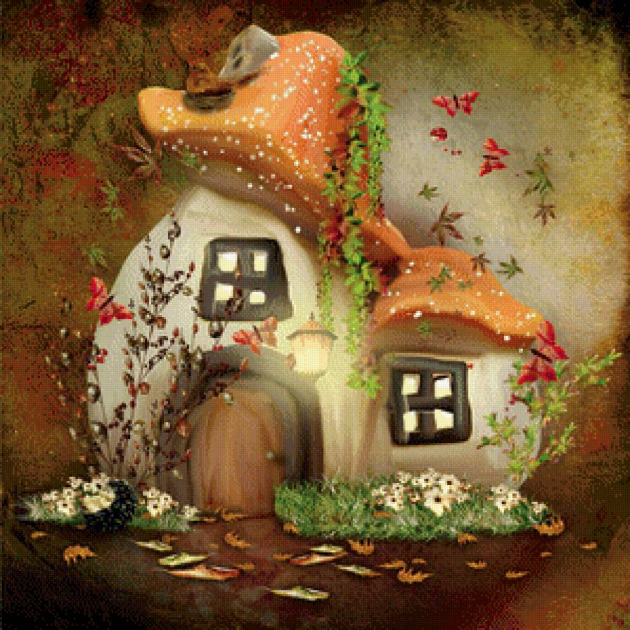 домики грибочки - грибы, домик, ежик - предпросмотр