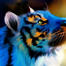 тигр в голубых тонах