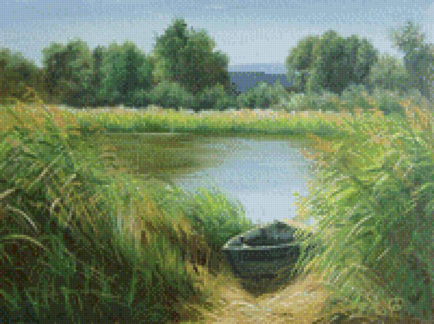 Озеро.Лодка. - пейзаж - предпросмотр