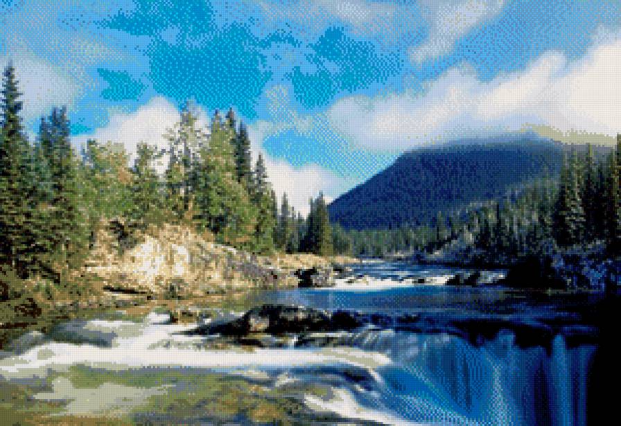 горы - горы, природа, река, лес, пейзаж - предпросмотр