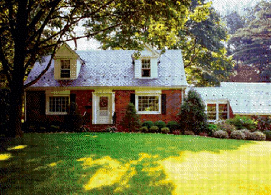 дом - цветы, пейзаж, дом, природа, деревья - предпросмотр