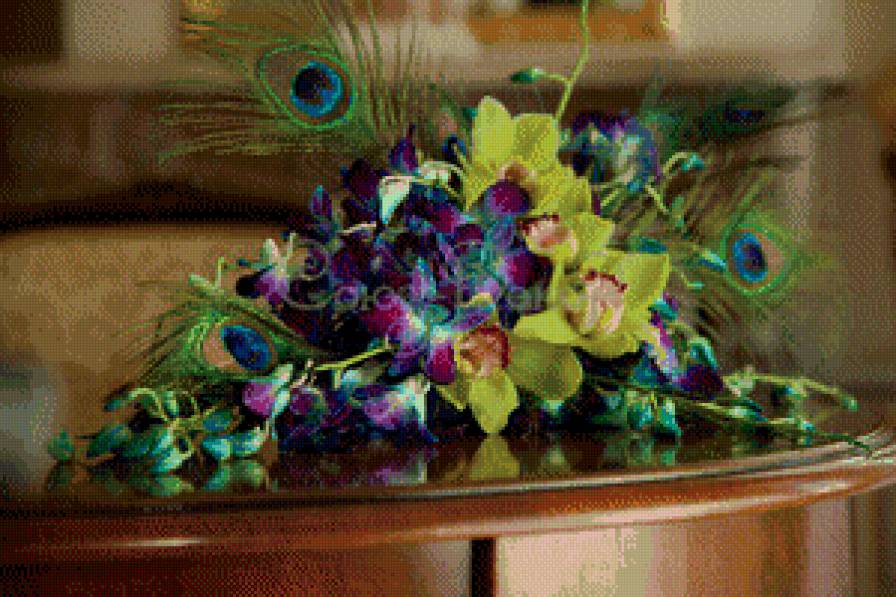 букет - цветы, красота, перья, букет - предпросмотр