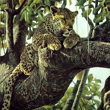 Схема вышивки «Леопард на дереве»