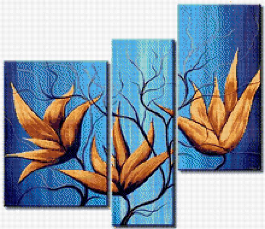 триптих - цветы, триптих - предпросмотр