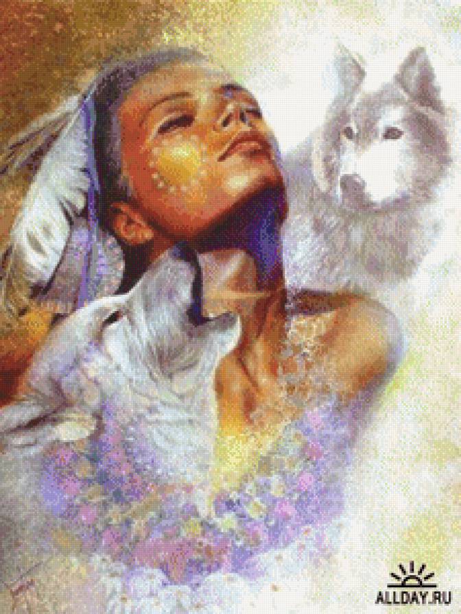 №502087 - картина, женщина, животные - предпросмотр