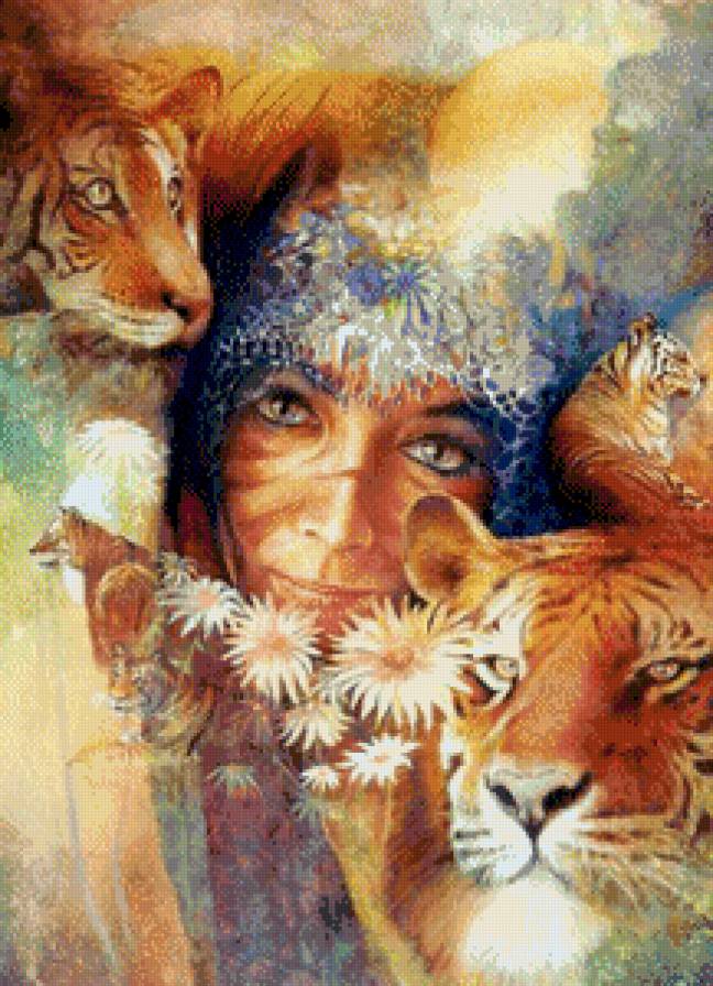 №502091 - картина, животные, женщина - предпросмотр