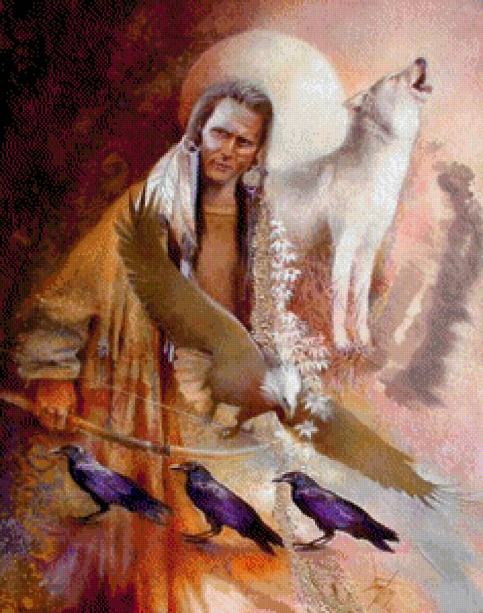 №502093 - мужчина, животные, картина - предпросмотр