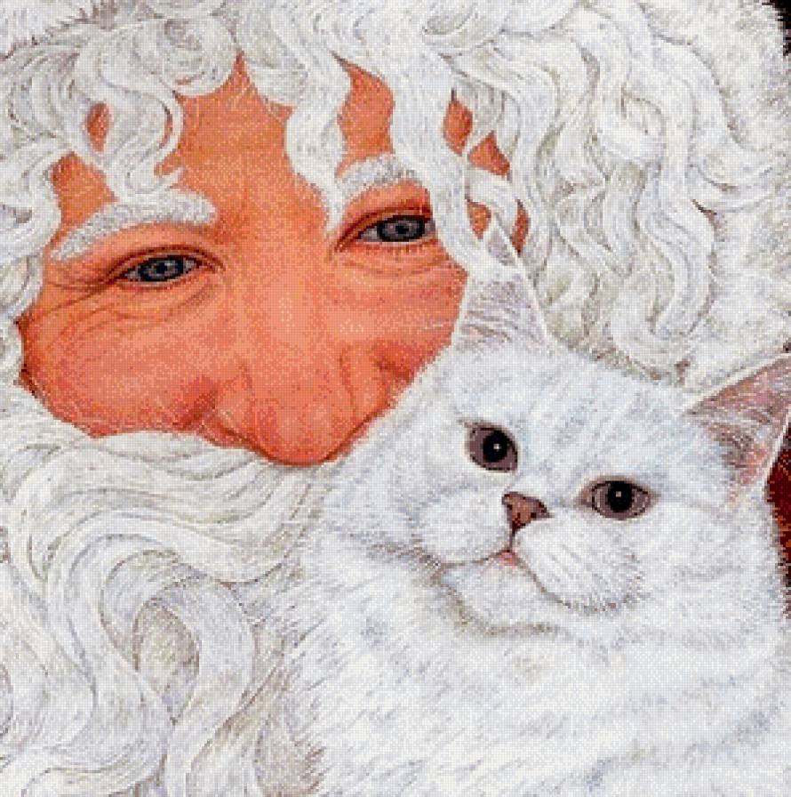 Дед Мороз и кот - мужчина, дед мороз, животные, люди, кошки - предпросмотр