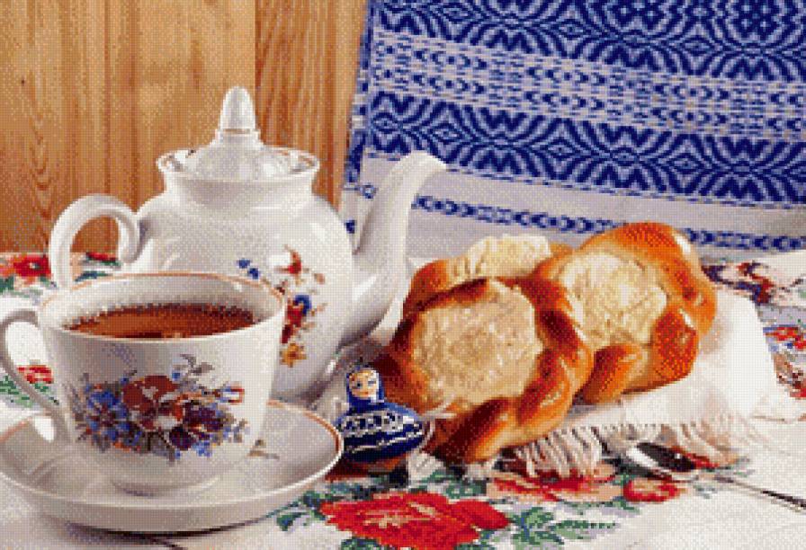 ВАТРУШКИ))) - натюрморт, русский стиль, матрешки, чайник, ватрушки - предпросмотр