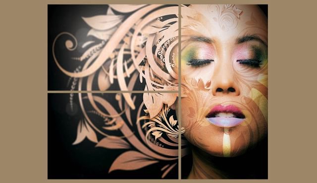 триптих женщина - восток, девушшка, триптих - оригинал