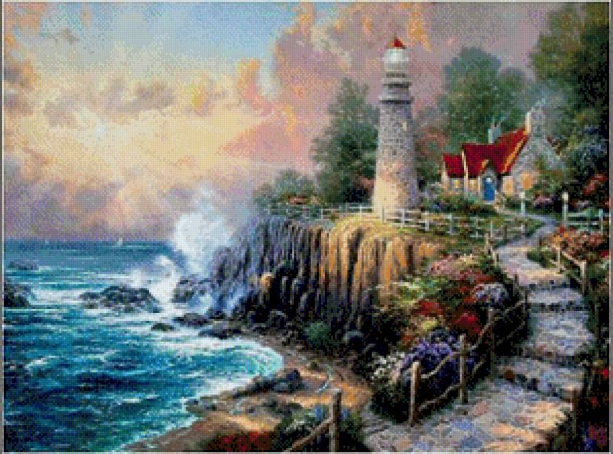 The Light of Peace Painting. Thomas Kinkade - маяк. томас кинкейд - предпросмотр