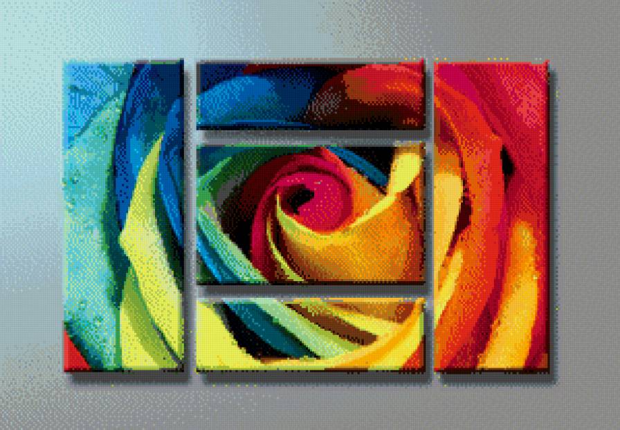 полиптих роза - роза, радуга, триптих - предпросмотр