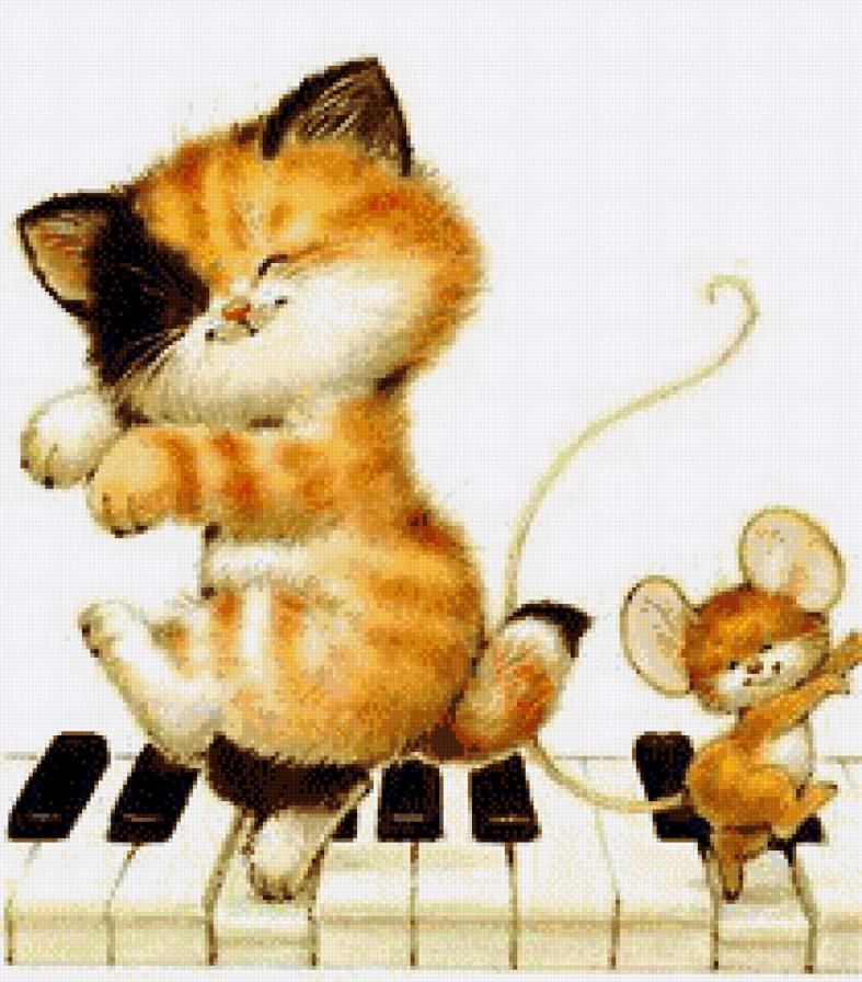 котик и мышка - мышка, домашние животные, коты, кошка, детское - предпросмотр