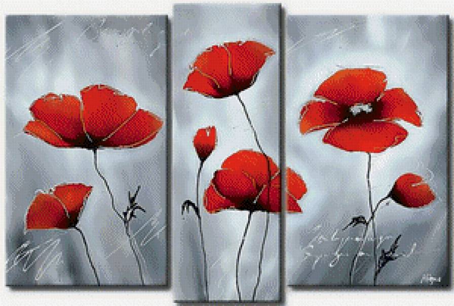 триптих маки - маки, цветы, красота - предпросмотр