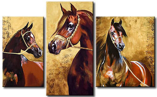 триптих кони - конь, лошадь, животные - оригинал