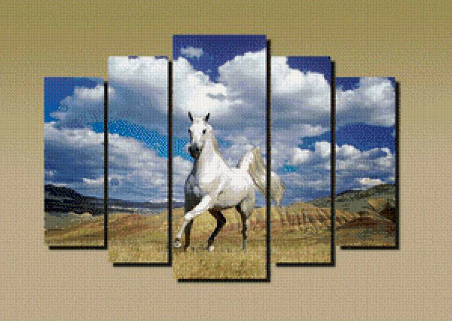 полиптих конь - триптих, лошадь, животные, конь - предпросмотр