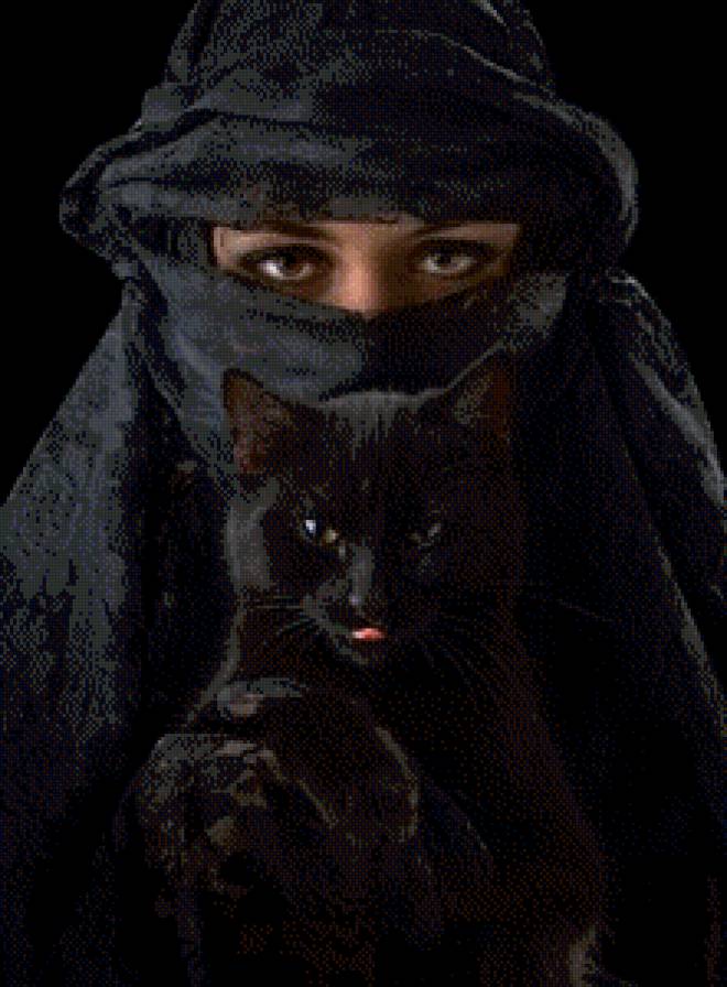 магия - девушка, глаза, кот - предпросмотр