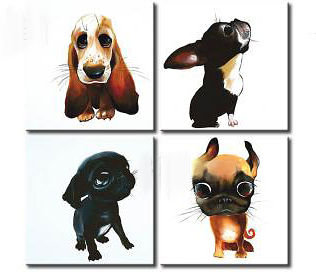 полиптих собачки - животные, собаки, триптих - оригинал